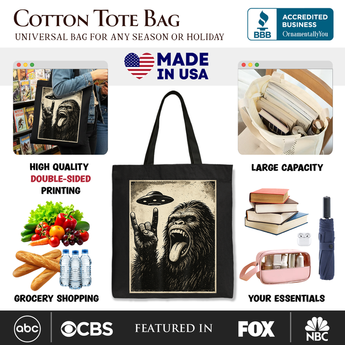 Bigfoot UFO Canvas Tote Bag