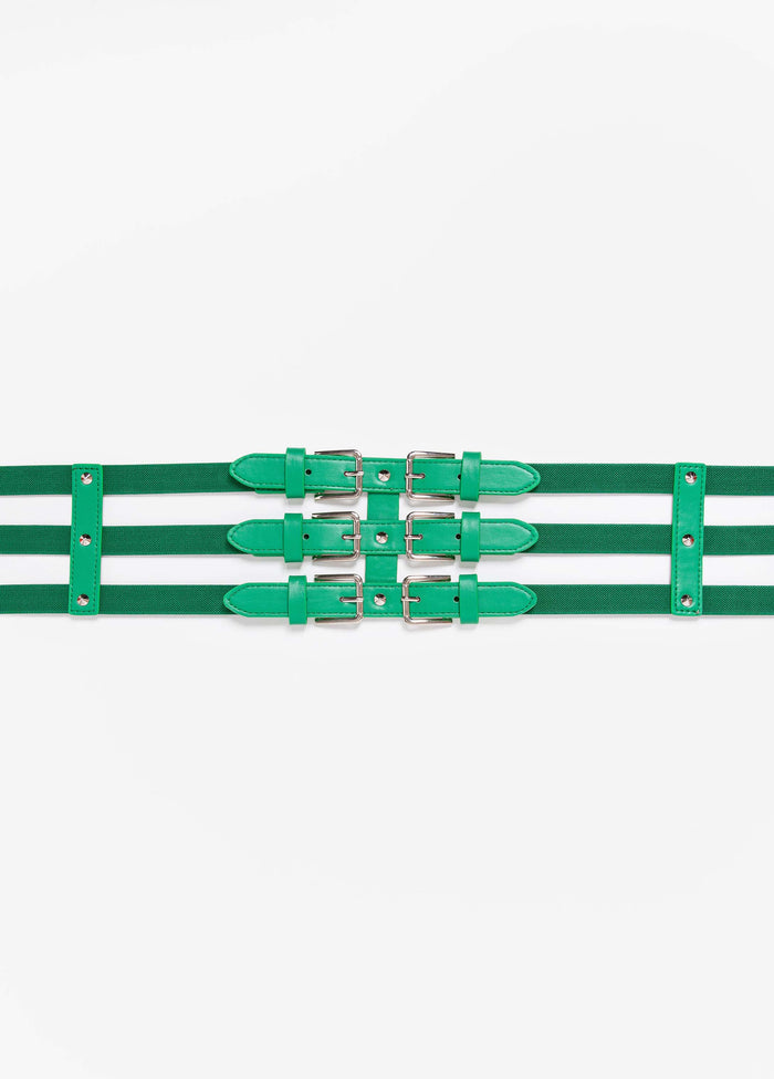 Buckled Caged Stretch Belt