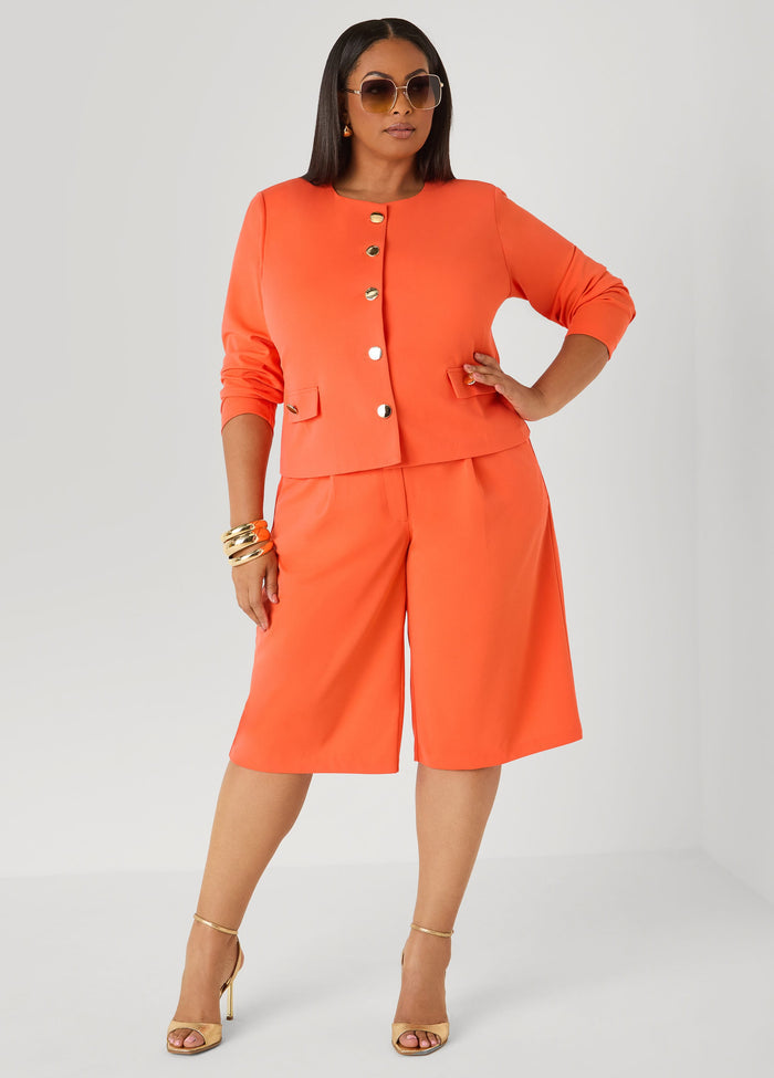 Button Detailed Crepe Jacket