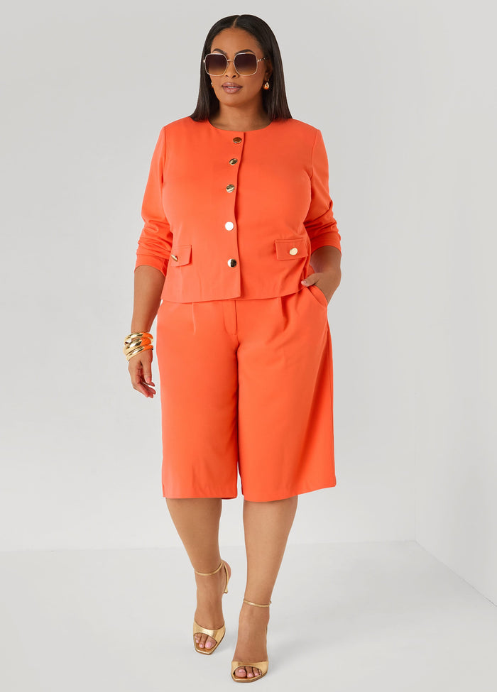 Button Detailed Crepe Jacket