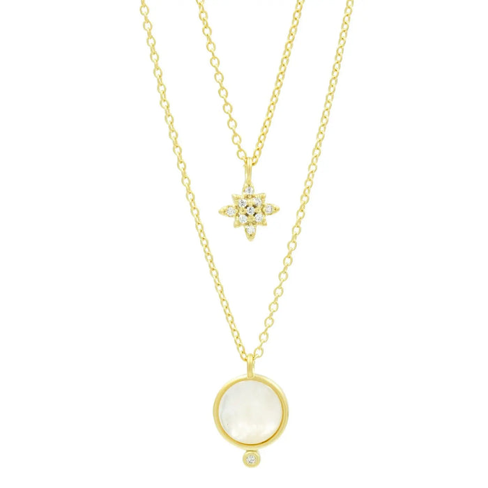Celestial Double Drop Pendant Necklace Celestial NECKLACE