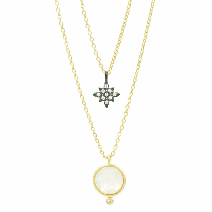Celestial Double Drop Pendant Necklace - FREIDA ROTHMAN