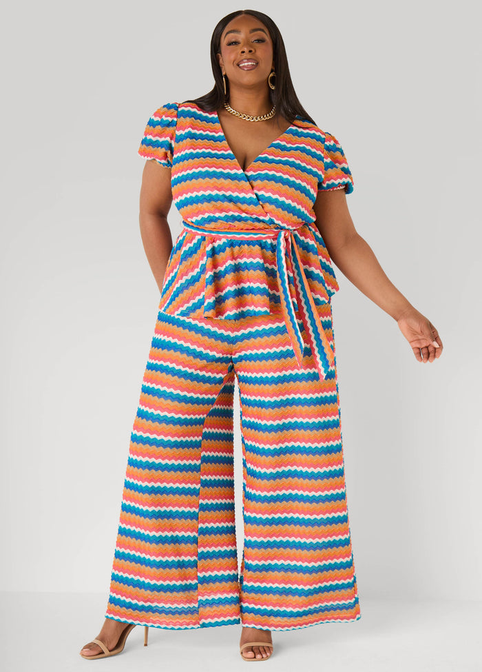 Chevron Knit Faux Wrap Top
