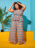 Plus Size Chevron Wide Leg Pants Zig Zag Knit Pants Set