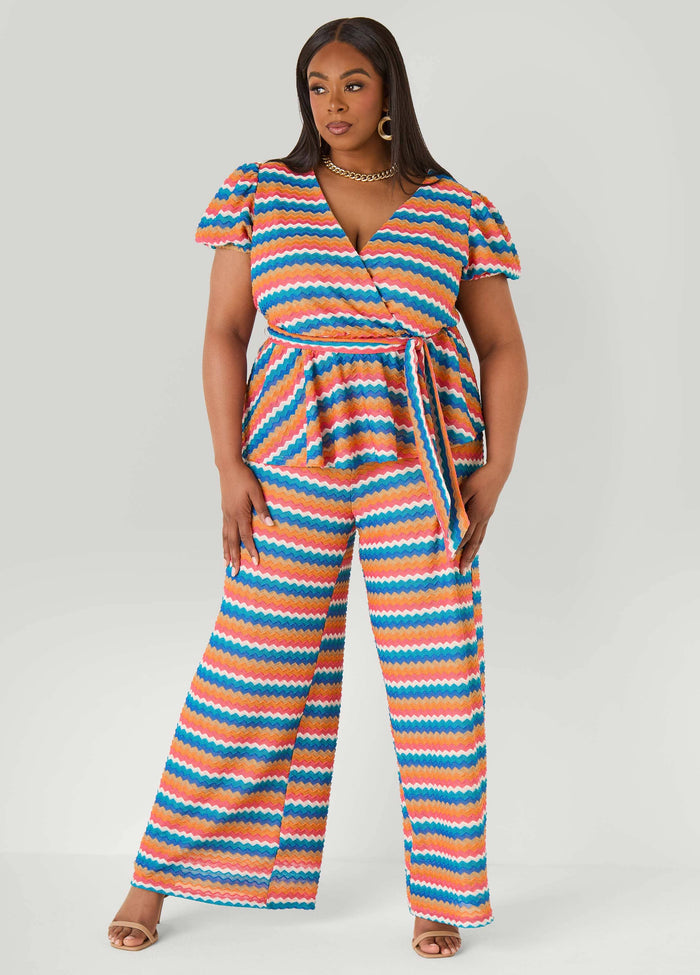 Chevron Knit Wide Leg Pants
