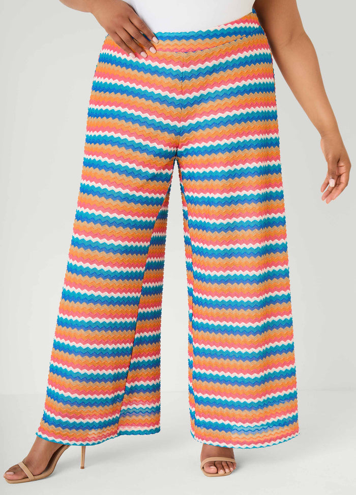Chevron Knit Wide Leg Pants