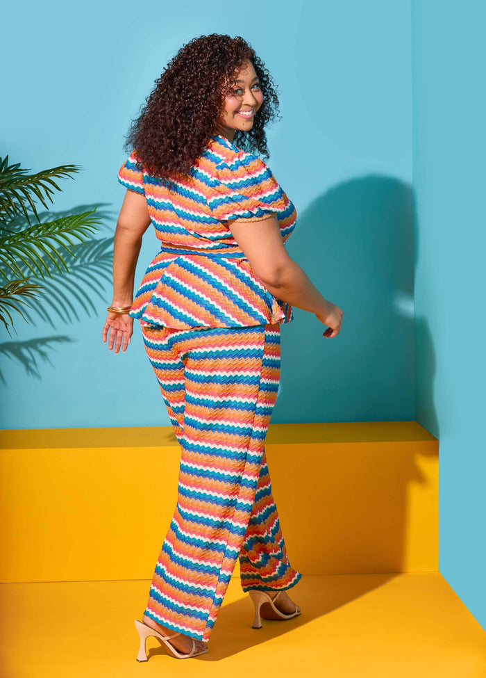 Chevron Knit Wide Leg Pants