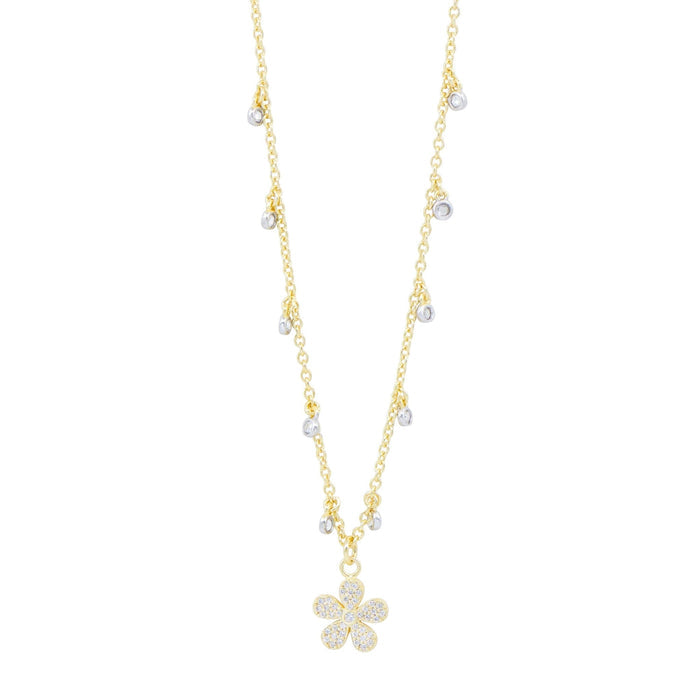 City Pavé Petal Studded Charm Necklace - FREIDA ROTHMAN