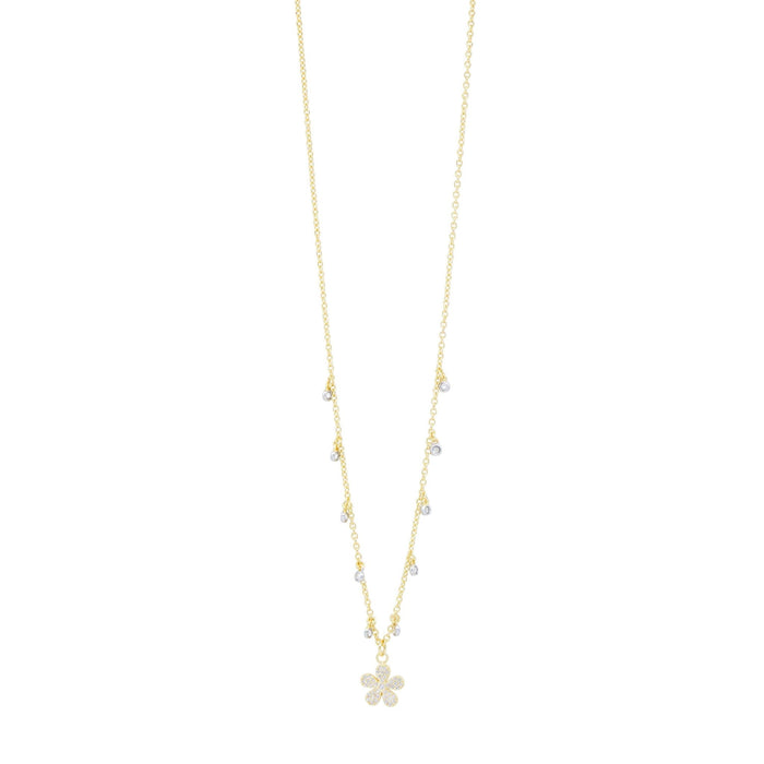 City Pavé Petal Studded Charm Necklace - FREIDA ROTHMAN