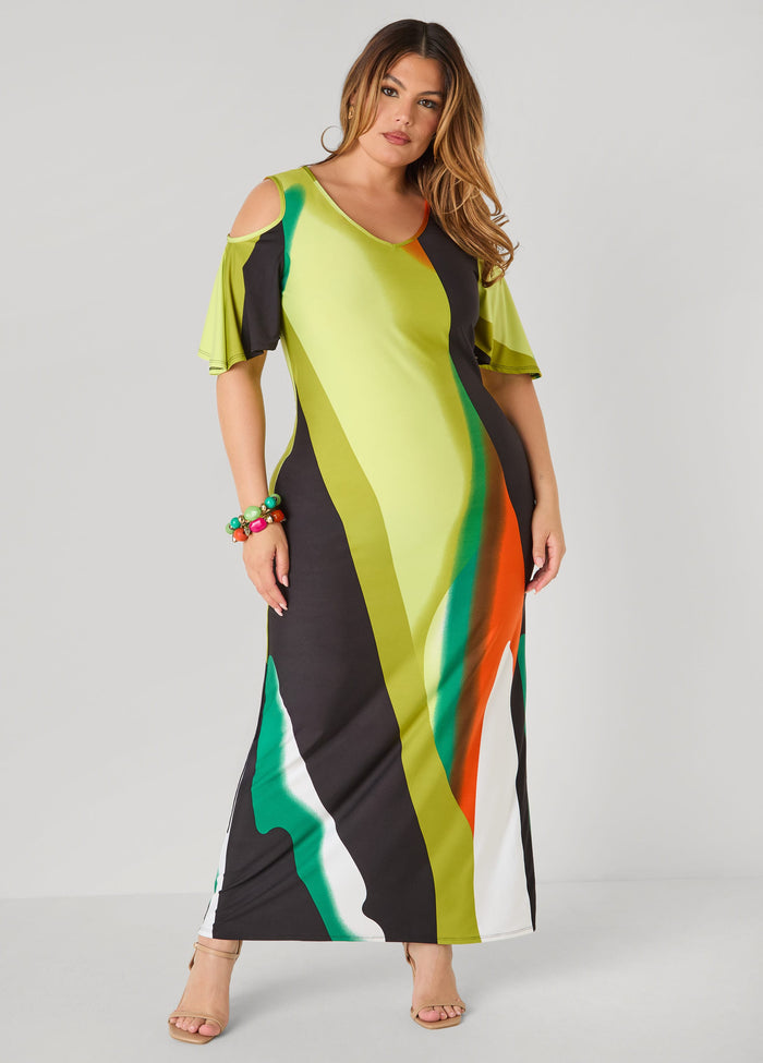 Cold Shoulder Watercolor Dress