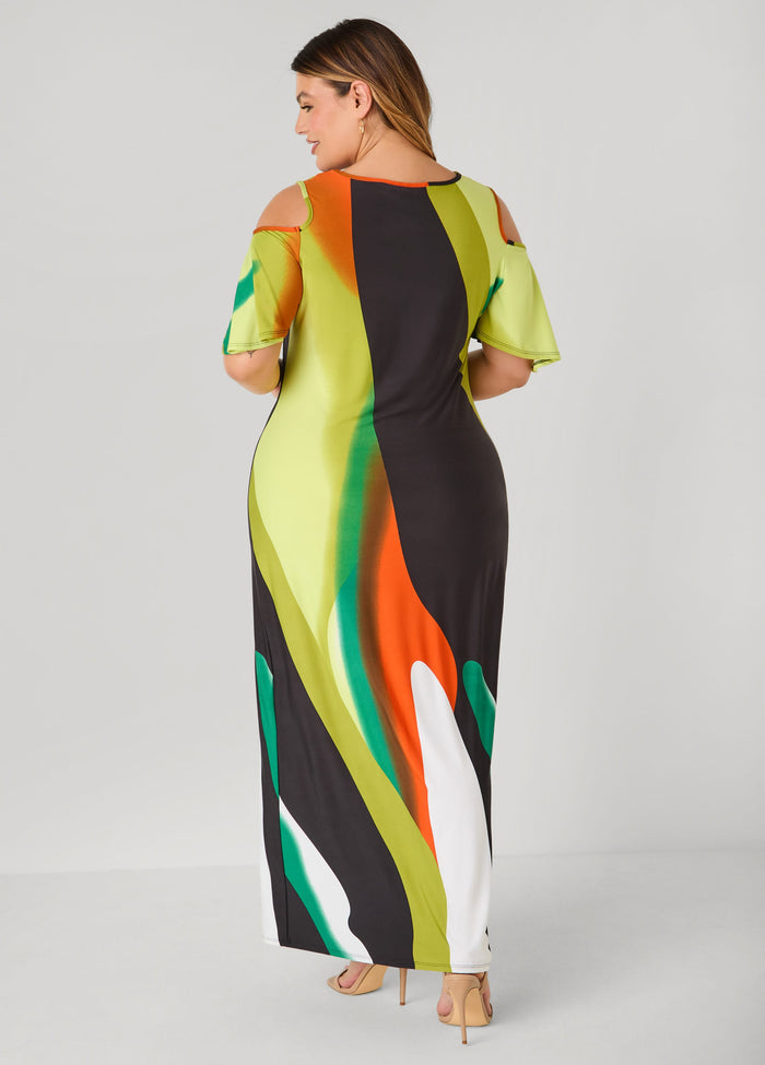 Cold Shoulder Watercolor Dress