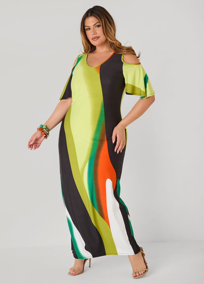 Cold Shoulder Watercolor Dress