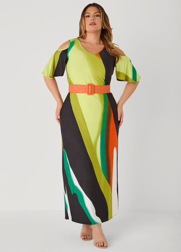 Cold Shoulder Watercolor Dress