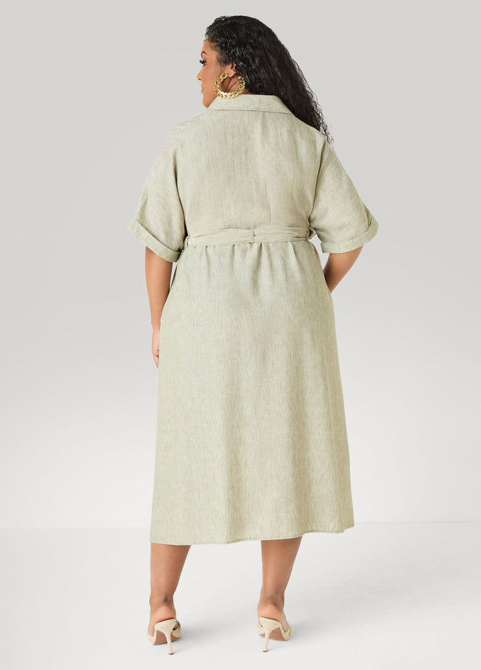 Collared Shirtdress with Tie Waist