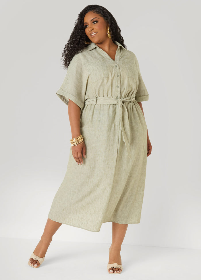 Collared Shirtdress with Tie Waist