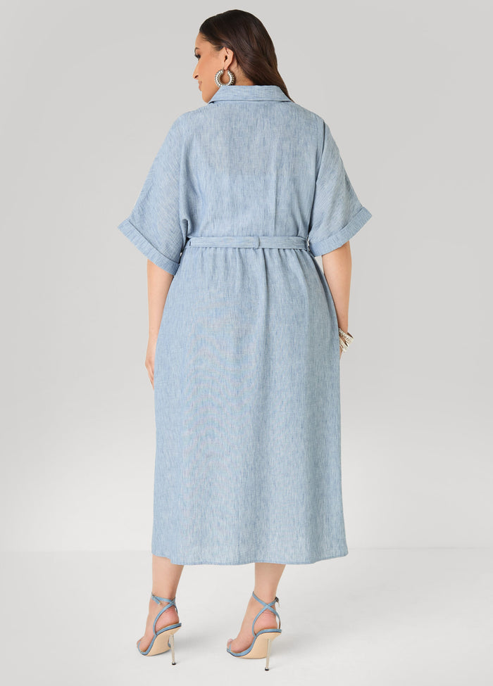 Collared Shirtdress with Tie Waist