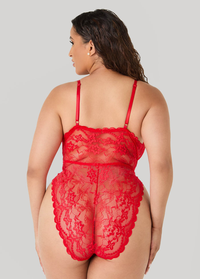 Corded Lace V Neck Bodysuit