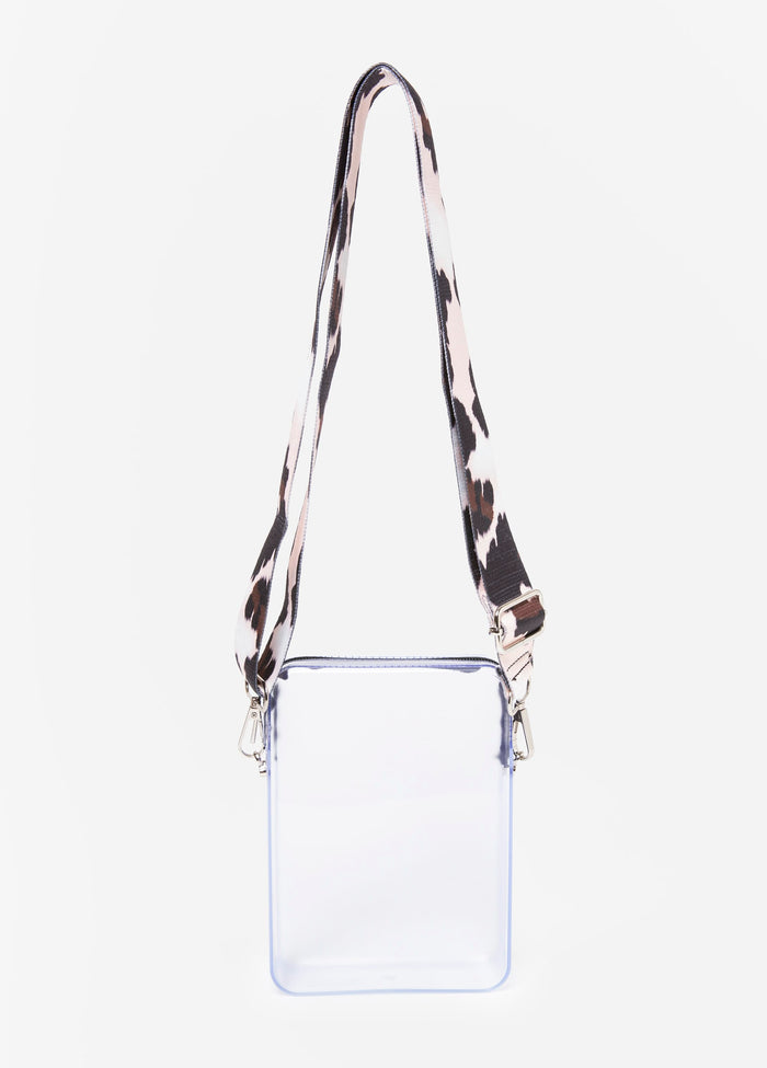 Cow Print Trimmed Clear Camera Bag