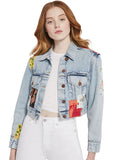 CROP BOXY JACKET WITH PATCHWORK - ROUTE 66/MULTI