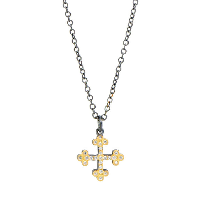 GoldBlack Cross Necklace FREIDA ROTHMAN NECKLACE
