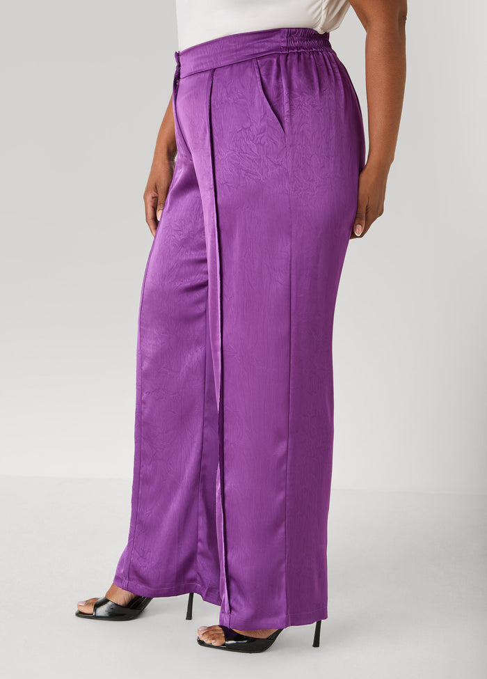 Crushed Satin Wide Leg Trousers