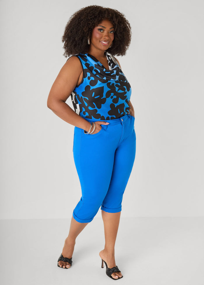 Cuffed Denim Capri
