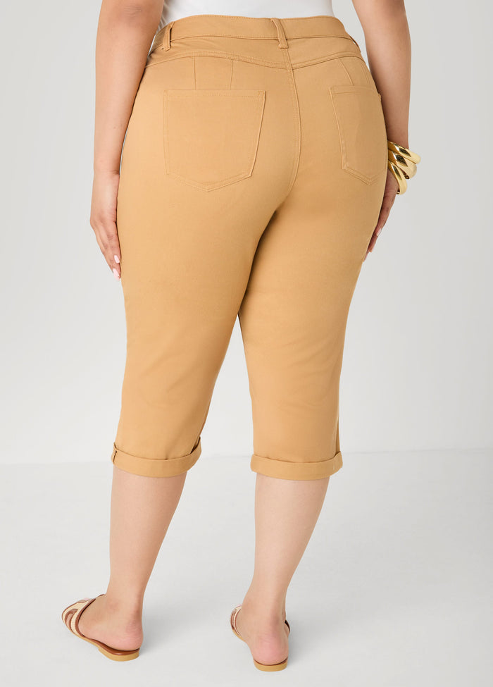 Plus Size Cuffed Denim Capris