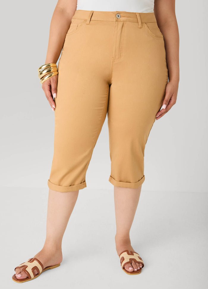 Plus Size Cuffed Denim Capris
