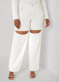 Cutout Studded Straight Leg Jeans
