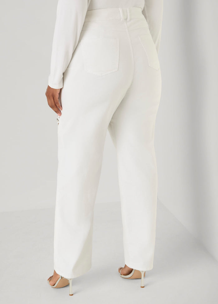 Cutout Studded Straight Leg Jeans
