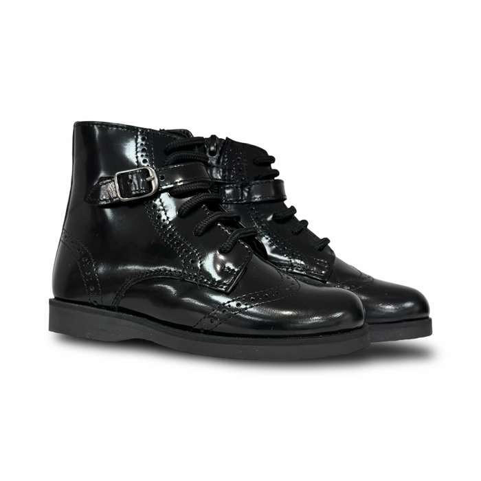 Don Louis Black Buckle Detailed Bootie