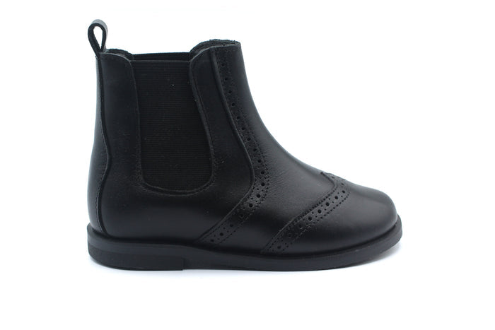 Don Louis Black Elastic Wingtip Boot