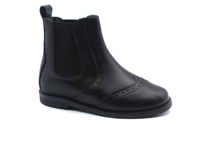 Don Louis Black Elastic Wingtip Boot