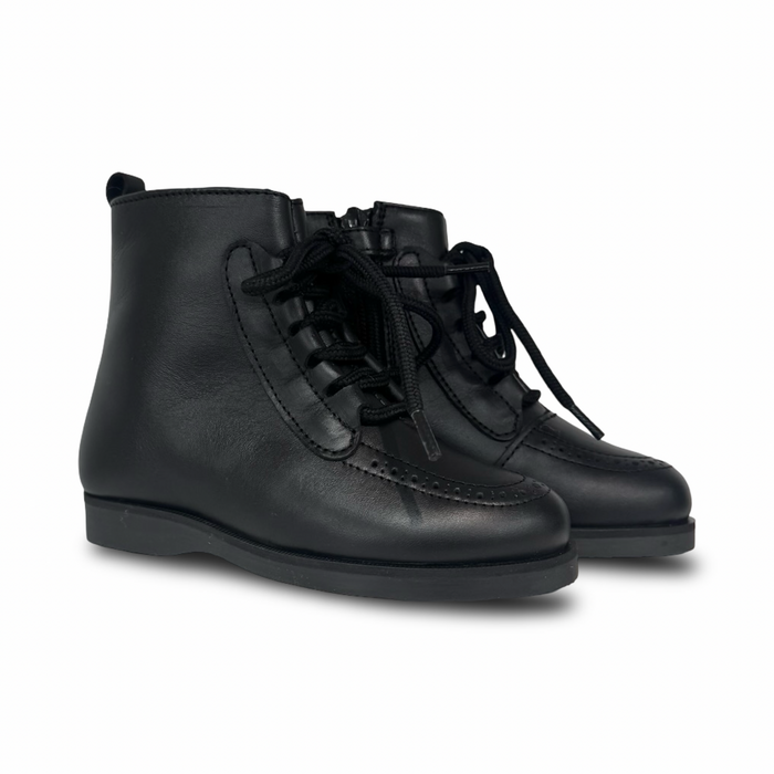Don Louis Black Lace Up Side Zip Bootie