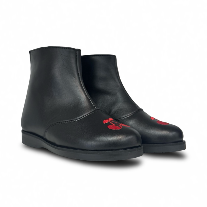 Don Louis Black Red Cherry Zipper Bootie