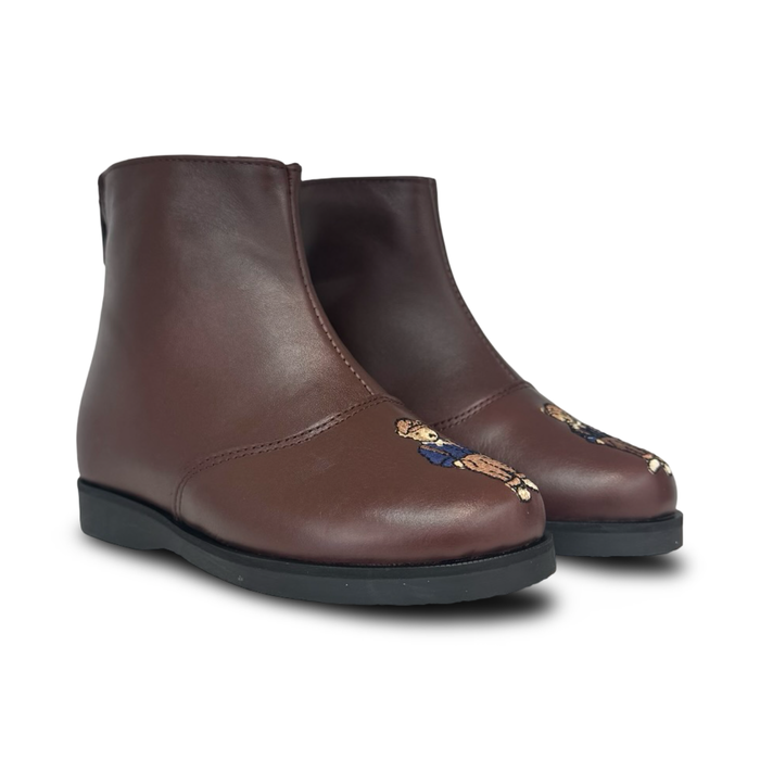 Don Louis Brown Boy Bear Zipper Bootie