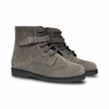 Don Louis Gray Suede Buckle Detail Bootie