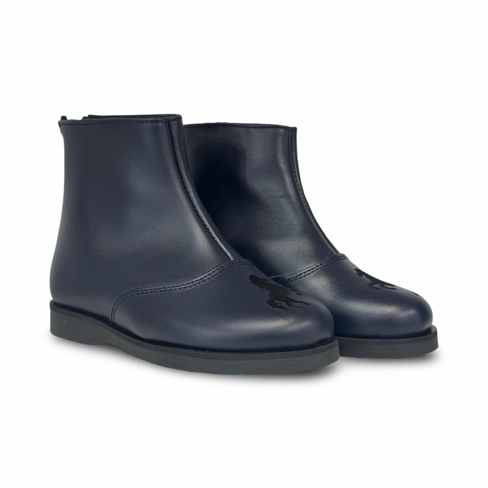 Don Louis Navy Horse Zipper Bootie
