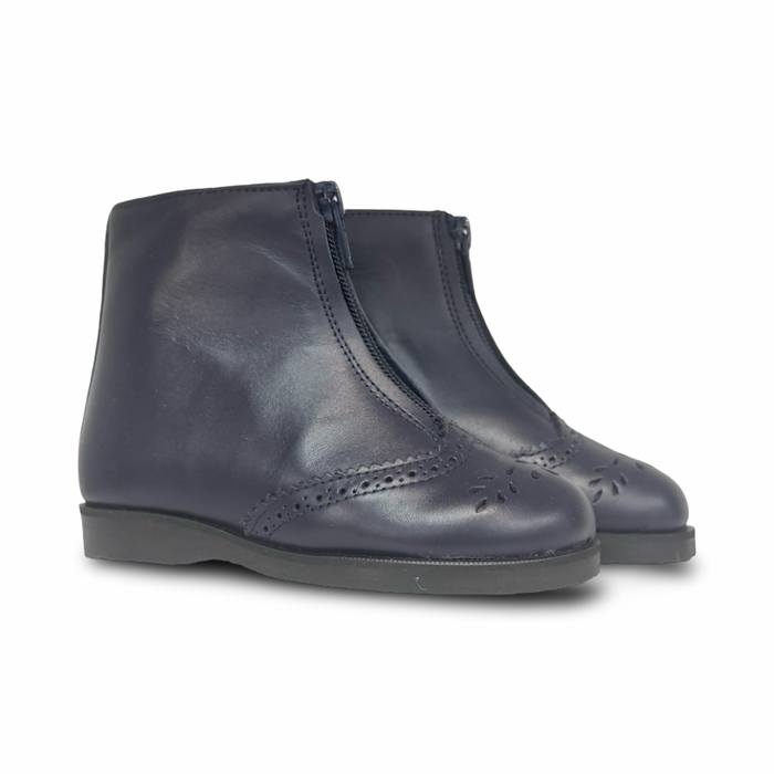 Don Louis Navy Zipper Wingtip Bootie