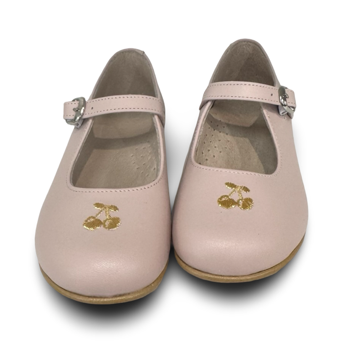 Don Louis Pink Embroidered Cherry Mary Jane