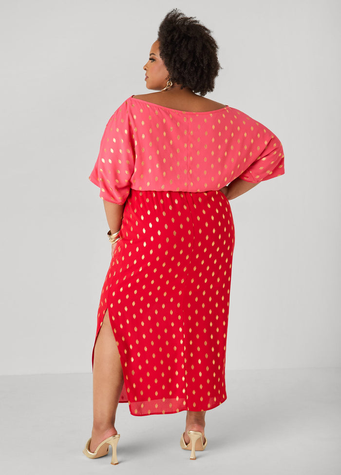 Dotted Two Tone Maxi Dress