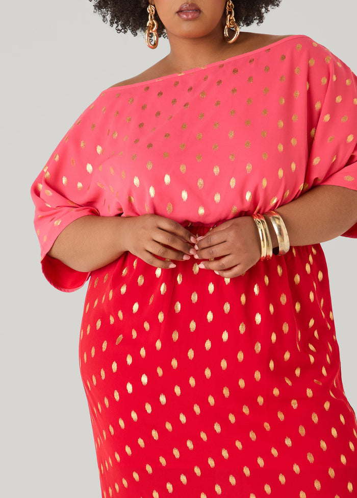 Dotted Two Tone Maxi Dress