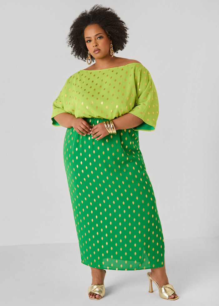 Dotted Two Tone Maxi Dress