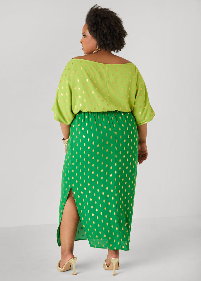 Dotted Two Tone Maxi Dress
