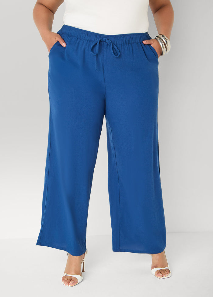 Drawstring Linen Blend Pants