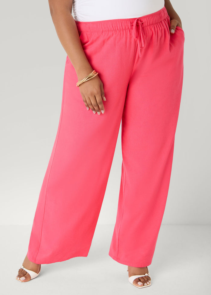 Drawstring Linen Blend Pants