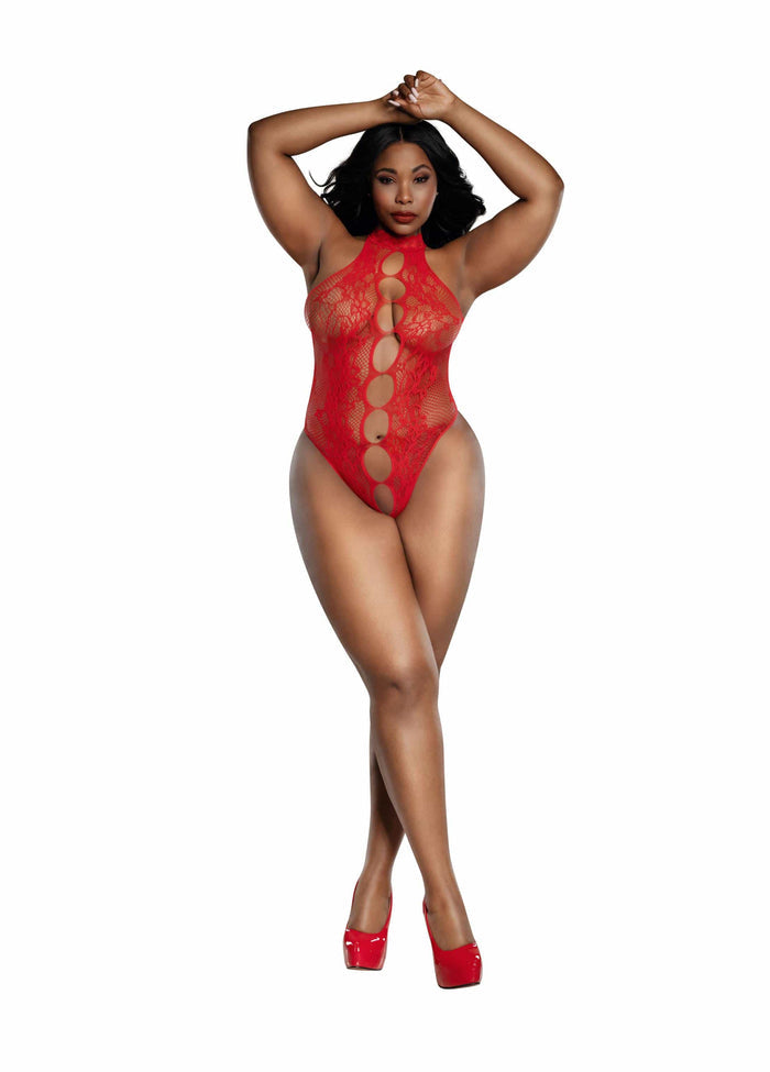 Dreamgirl High Collar Peek A Boo Teddy