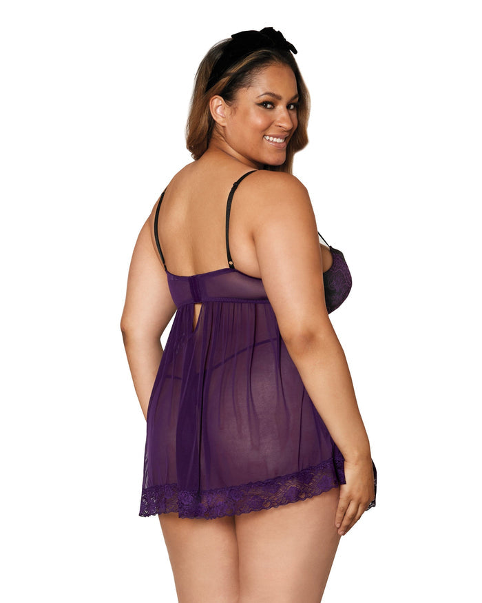 Dreamgirl Lace Babydoll And G String Set