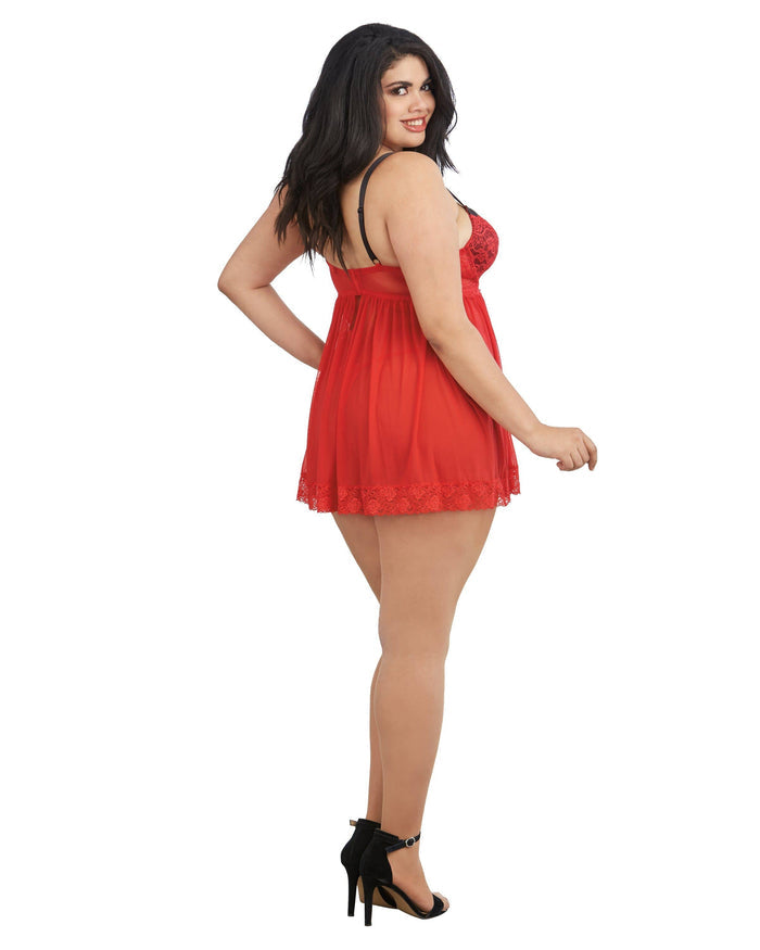 Dreamgirl Lace Babydoll And G String Set