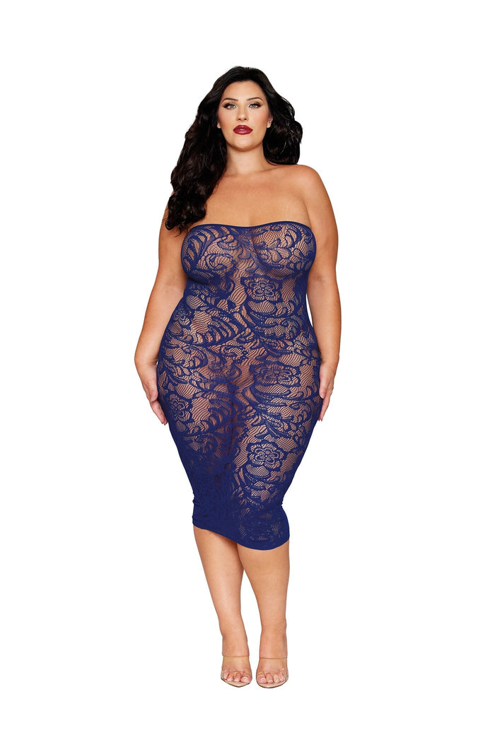 Dreamgirl Lace Shrug And Strapless Maxi Dress